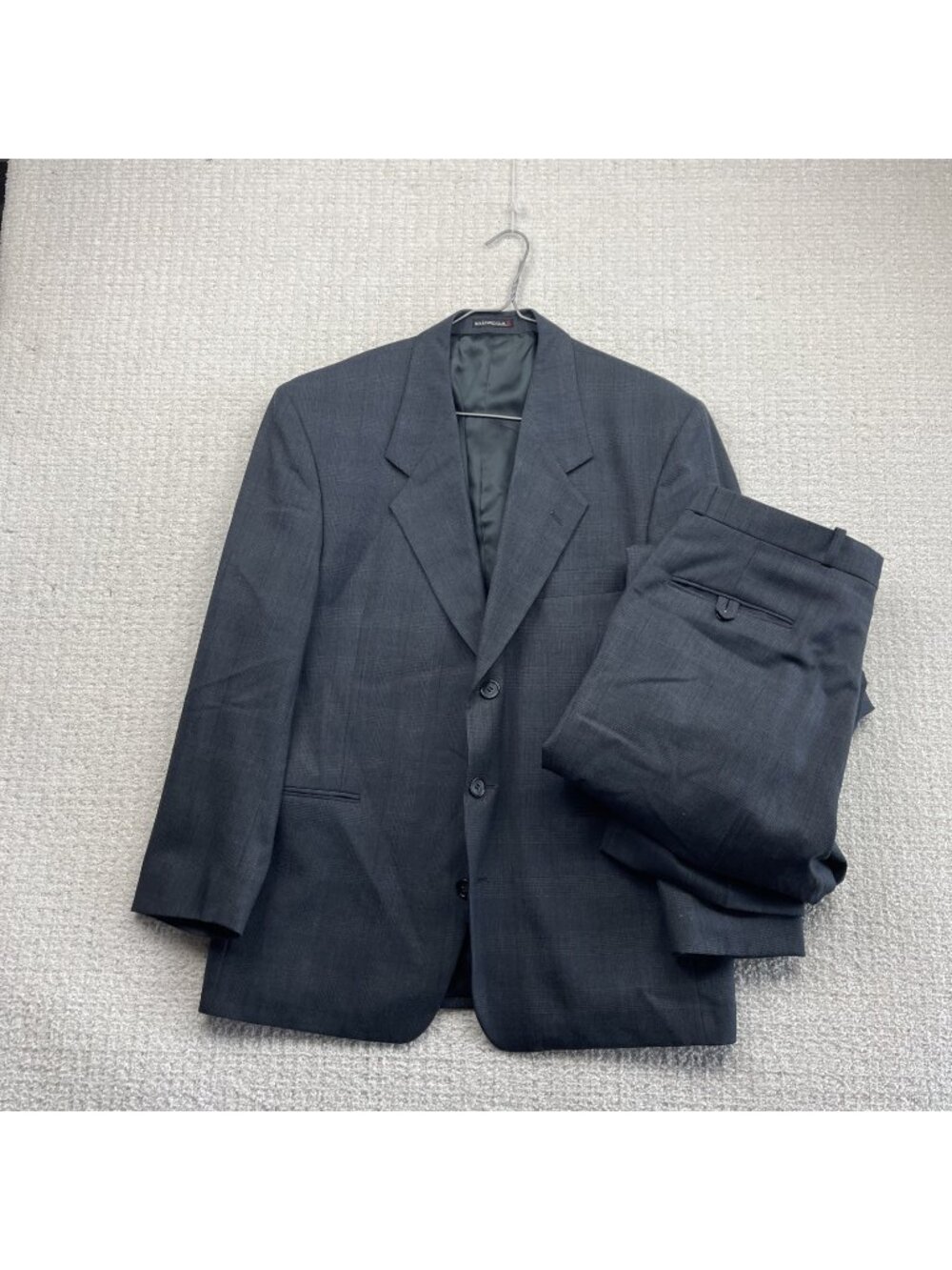 VTG Boulevard Club Blazer Gray Plaid Wool 2 pieces Suit Preppy Office Read